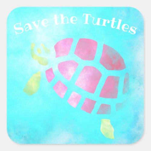 Turtle Sticker Save the Turtles Square Sticker