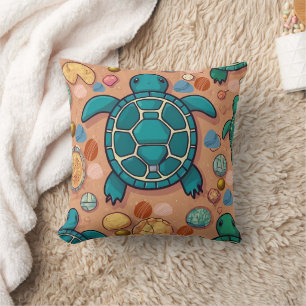 Turtle Stones Print Throw Pillow