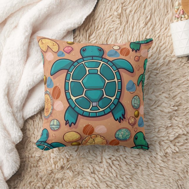 Turtle Stones Print Throw Pillow (Blanket)