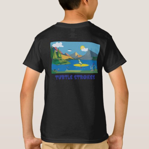 Turtle strokes SUP MaJk Turtle paddling on lake T_Shirt