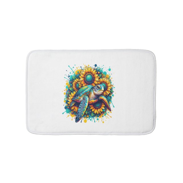 Turtle Sunflower Bath Mat (Front)