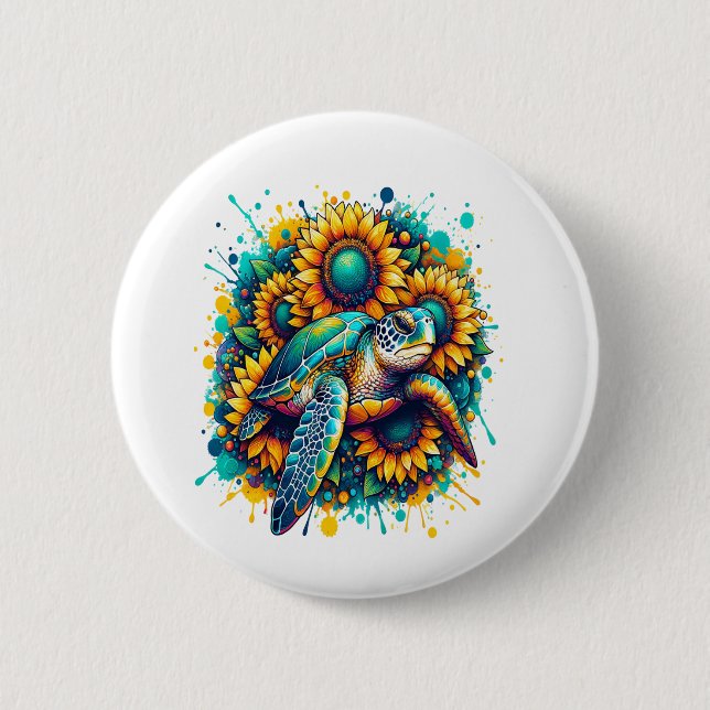 Turtle Sunflower Button (Front)
