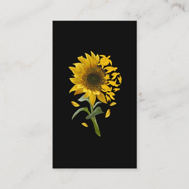 Turtle Sunflower Gardening Ocean Animal Awareness Business Card (Front)
