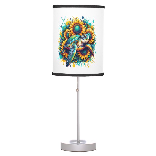 Turtle Sunflower Table Lamp (Front)