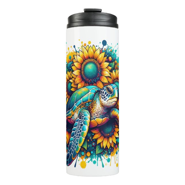 Turtle Sunflower Thermal Tumbler (Front)
