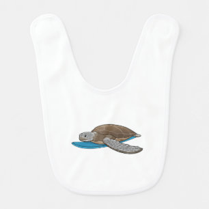 Turtle Surfer Surfboard Baby Bib
