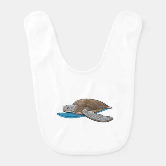 Turtle Surfer Surfboard Baby Bib (Front)