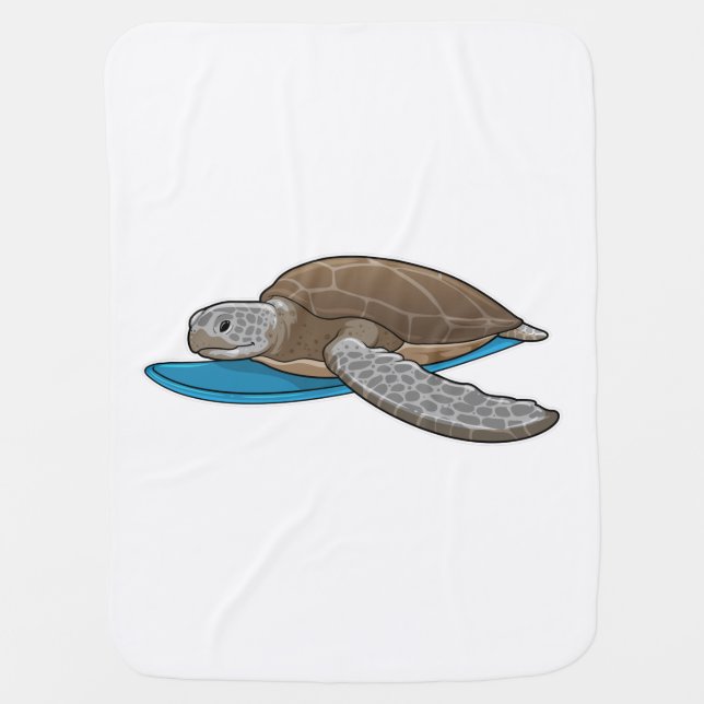Turtle Surfer Surfboard Baby Blanket (Front)