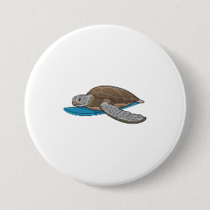 Turtle Surfer Surfboard Button