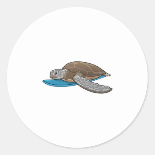 Turtle Surfer Surfboard Classic Round Sticker