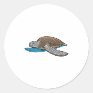 Turtle Surfer Surfboard Classic Round Sticker