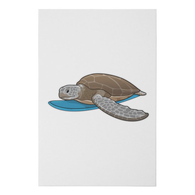 Turtle Surfer Surfboard Faux Canvas Print (Front)