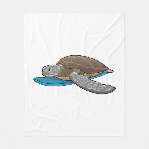 Turtle Surfer Surfboard Fleece Blanket