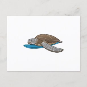 Turtle Surfer Surfboard Postcard