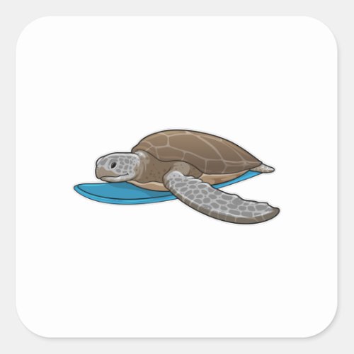 Turtle Surfer Surfboard Square Sticker