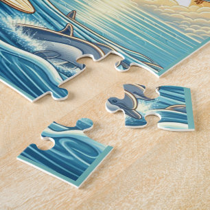 Turtle Surfing Flexible Photo Kids Puzzle with Gif