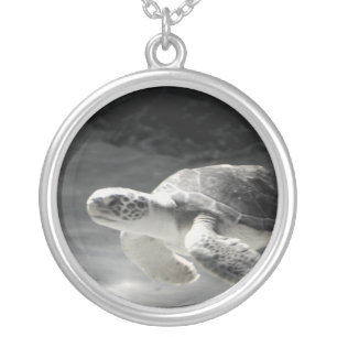 Turtle Swimmer Silver Plated Necklace