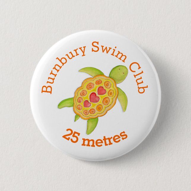 Turtle swimming button badge (Front)