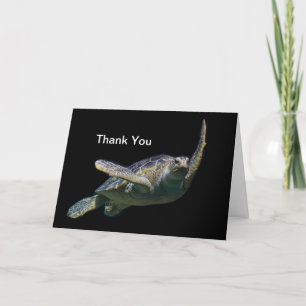 Turtle Swimming Sea Photo Letterpress Thank You Card