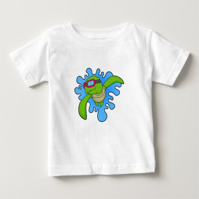 Turtle Swimming Swimming goggles Baby T-Shirt (Front)