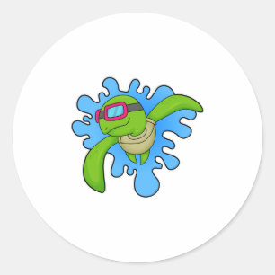 Turtle Swimming Swimming goggles Classic Round Sticker