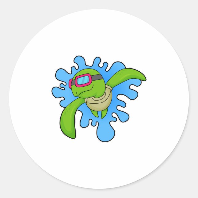 Turtle Swimming Swimming goggles Classic Round Sticker (Front)