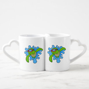 Turtle Swimming Swimming goggles Coffee Mug Set