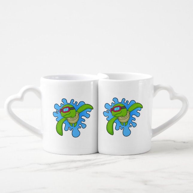 Turtle Swimming Swimming goggles Coffee Mug Set (Front Nesting)