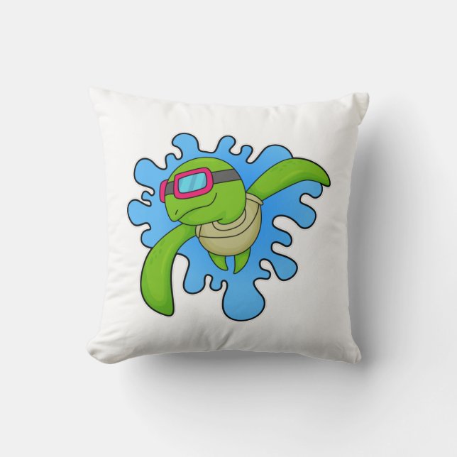 Turtle Swimming Swimming goggles Throw Pillow (Front)