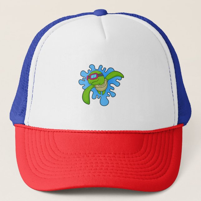 Turtle Swimming Swimming goggles Trucker Hat (Front)
