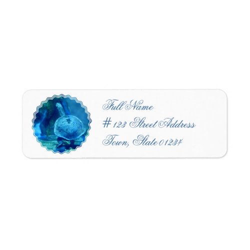 Turtle Swimming Underwater Mailing Label