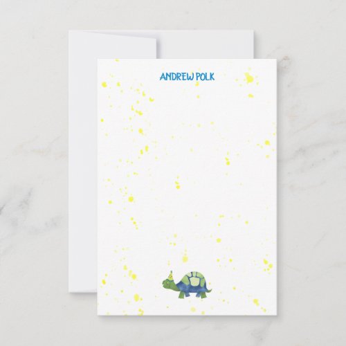 Turtle Thank You Note Card Kids Stationery