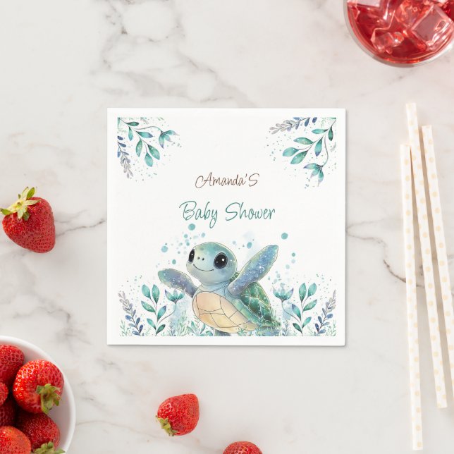 Turtle Themed Baby Shower  Napkins (Insitu)