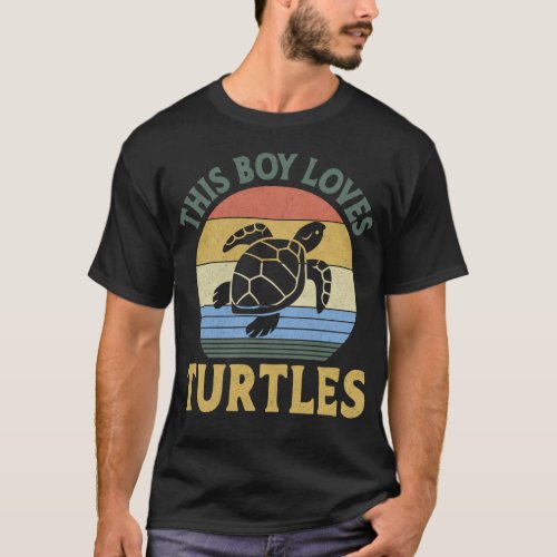 Turtle This Boy Loves Turtles Retro Vintage T_Shirt