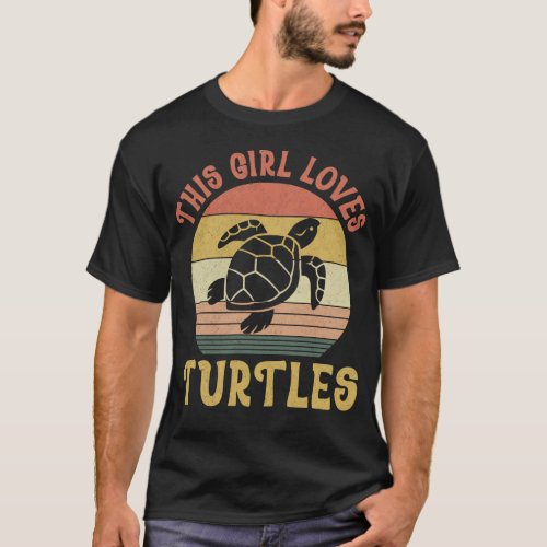 Turtle This Girl Loves Turtles Retro Vintage T_Shirt
