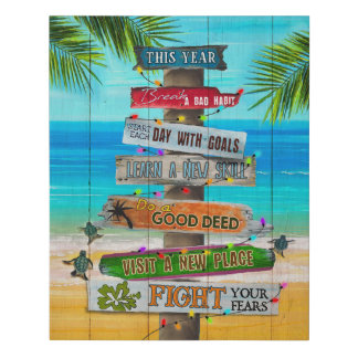 Turtle This Year Fight Your Fears Motivational Faux Canvas Print