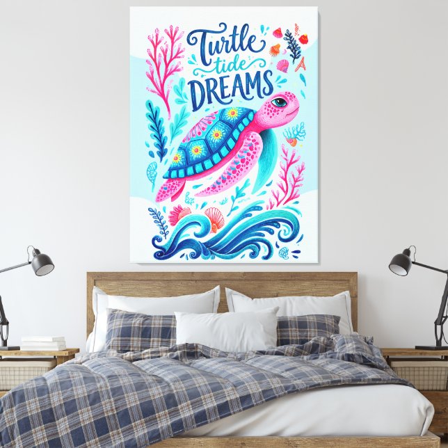 Turtle Tide Dreams Canvas Print (Insitu(Bedroom))