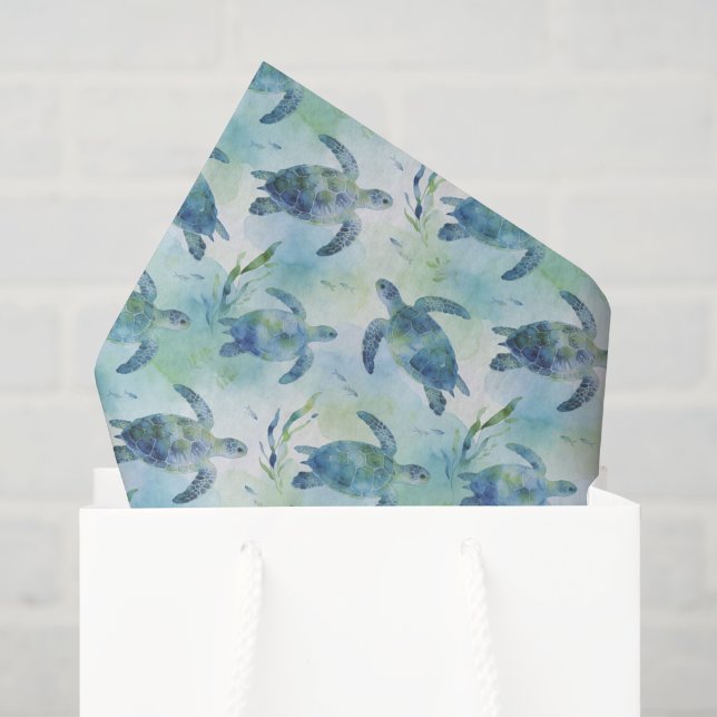 Turtle Tissue Paper, Watercolor Sea Turtle Gift Paper (Gift Bag)
