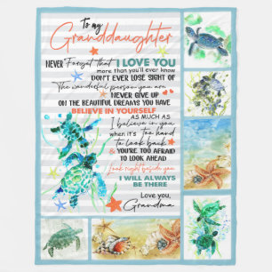 Turtle To My Granddaughter I Love you Fleece Blanket
