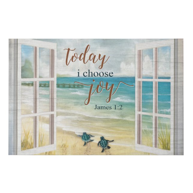 Turtle Today I Choose Joy Inspirational  Faux Canvas Print (Front)