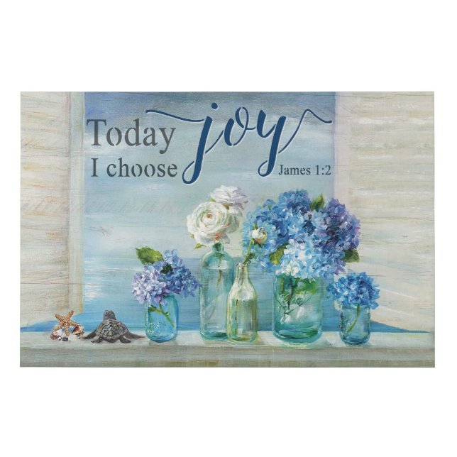 Turtle Today I Choose Joy Motivational Faux Canvas Print (Front)