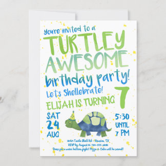 Turtle Tortoise Birthday Party Invitation