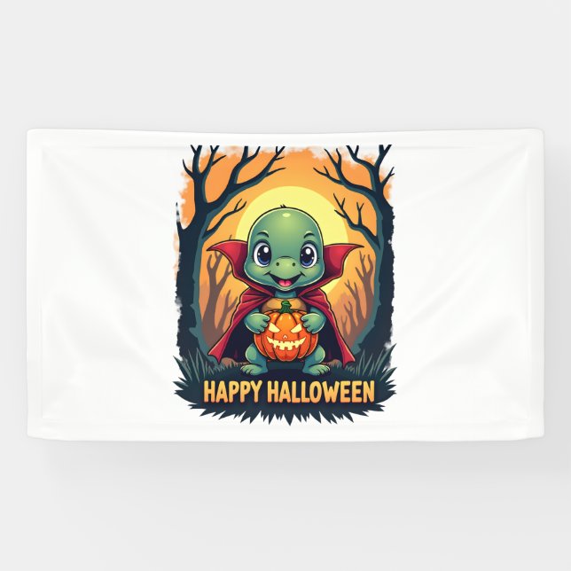 Turtle Tortoise Boo Vampire Trick Or Treat Hallowe Banner (Horizontal)