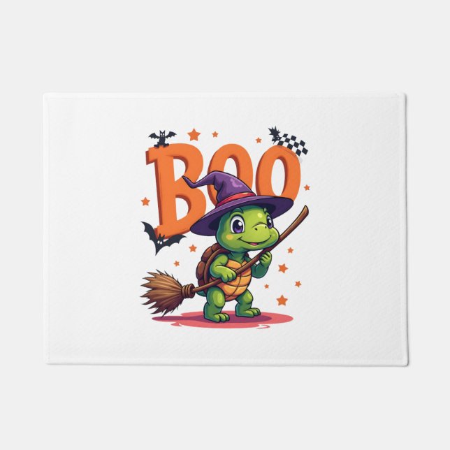 Turtle Tortoise Boo Witch Trick Or Treat Halloween Doormat (Front)