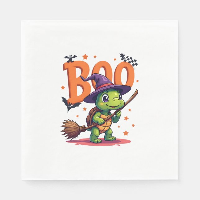 Turtle Tortoise Boo Witch Trick Or Treat Halloween Napkins (Front)