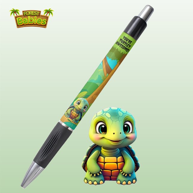 Turtle, Tortoise Wildlife Animal Cartoon Graphic🐢 Pen (Cute Turtle You're Turtley Awesome! Tortoise Wildlife Animal Cartoon Graphic Stationery Ink Pen 🐢)