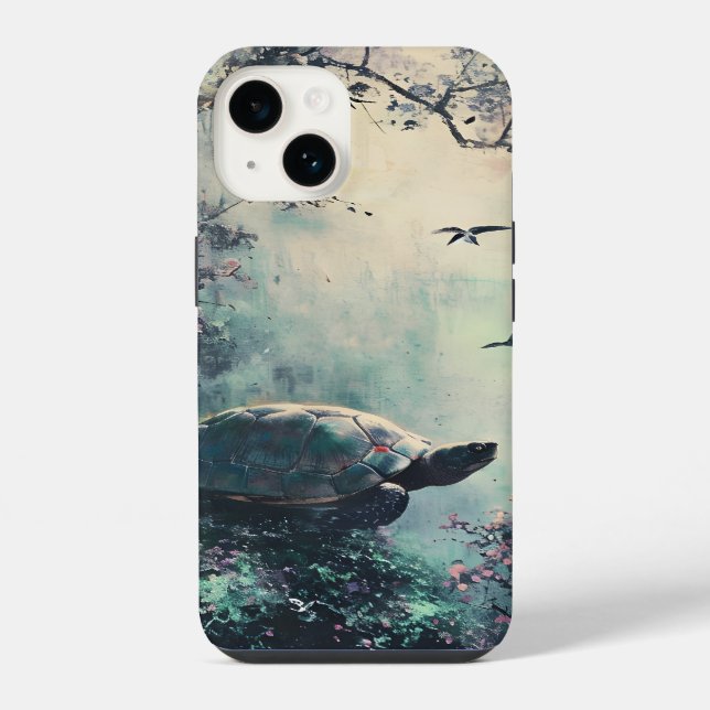 Turtle Tranquility Blossom Iphone Case (Back)