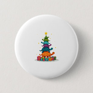 Turtle Tree Christmas Tree Adorable Turtle Christm Button