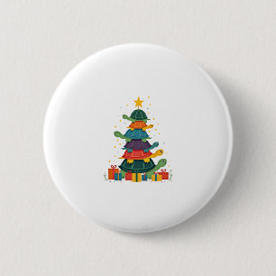 Turtle Tree Christmas Tree Adorable Turtle Christm Button