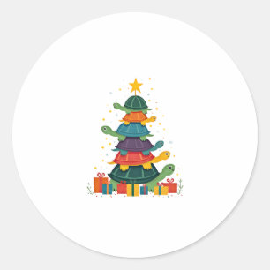 Turtle Tree Christmas Tree Adorable Turtle Christm Classic Round Sticker